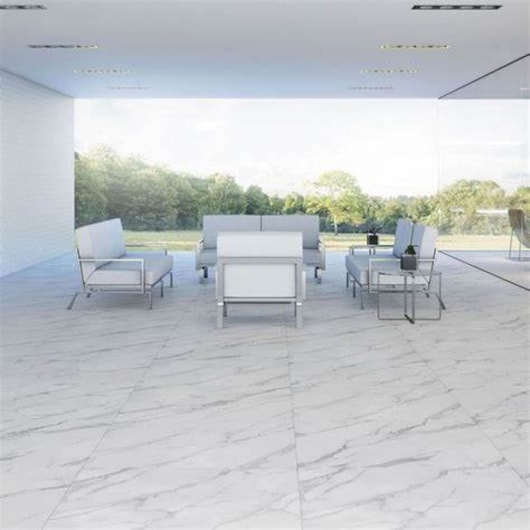 Porcelanato Eliane Mont Blanc Acetinado 90x90cm Branco Retificado - Imagem principal - 63d935a9-6126-4797-aedf-a459e16378fd