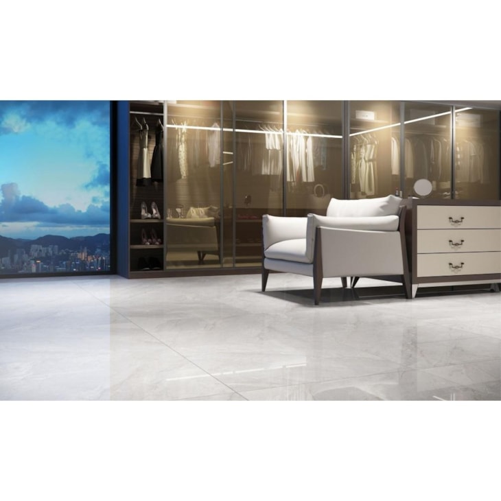Porcelanato Elizabeth Sirius Gray Polido 84x84cm Retificado