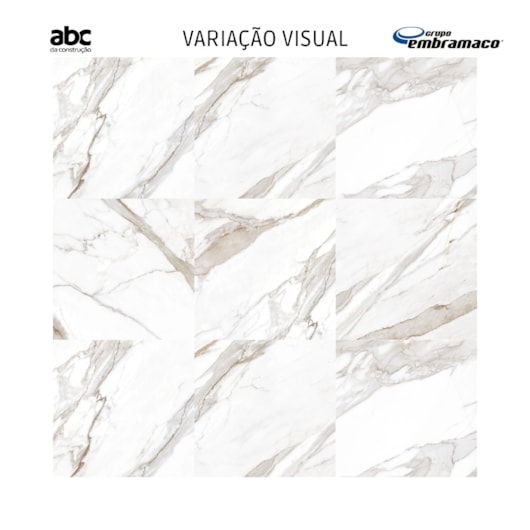 Porcelanato Embramaco Calacata Premium Lux Plus Polido 82x82cm Mármore Retificado - Imagem principal - 91991cff-661d-4b4a-8d46-413b80fcc1f7