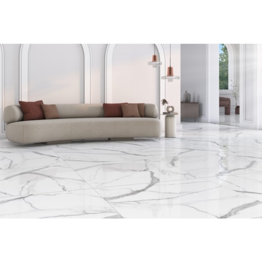 Porcelanato Embramaco Gran Calacata Gray Lux 62x121cm Retificado - Imagem principal - 4b55870f-01cf-4e33-accd-60951dd0dc8c