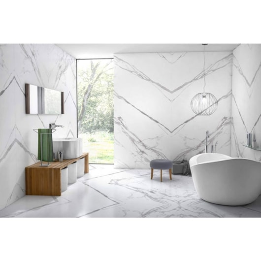 Porcelanato Esmaltado 120x240cm Retificado Marmo Branco Polido Lc Eliane - Imagem principal - 9263f4e2-8e3f-4d5e-855a-5221917b31e9