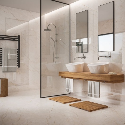Porcelanato Esmaltado Biancogres Golden Beige Satin Acetinado 90x90cm Retificado - Imagem principal - 2e231784-b582-4fba-adea-8a1ddd3869e6