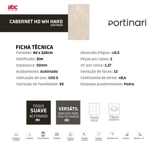 Porcelanato Portinari Cabernet Hd Wh Externo 60x120cm Retificado - Imagem principal - 66350e81-1832-4deb-a247-2667d457cc23