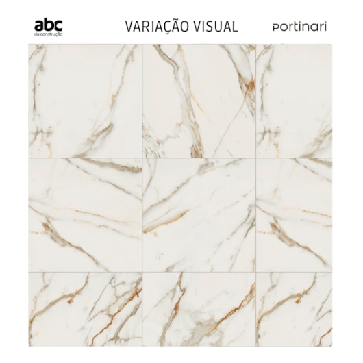 Porcelanato Portinari Canova Calacata Wh Polido 100x100cm Retificado - Imagem principal - 4dbc9588-1341-49a2-9bd9-5369629c407a