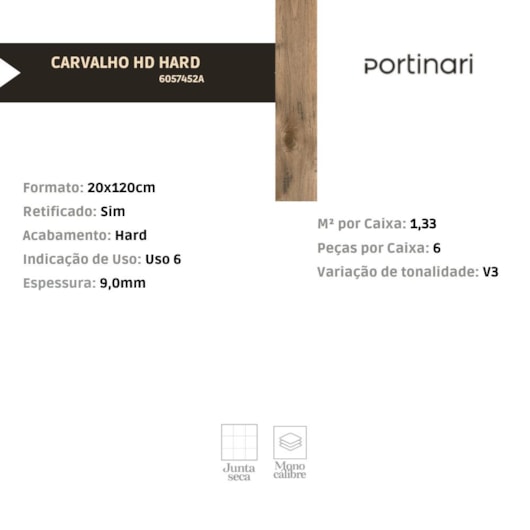 Porcelanato Portinari Carvalho Hard 20x120cm Retificado - Imagem principal - 0b3f8ee9-0f8c-4002-aba1-7c74f6d6299f