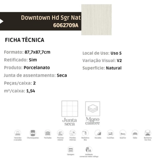 Porcelanato Portinari Downtown Sgr Natural 87,7x87,7cm Retificado - Imagem principal - 878d6a88-a68b-4096-9e29-d2aefb0ce412