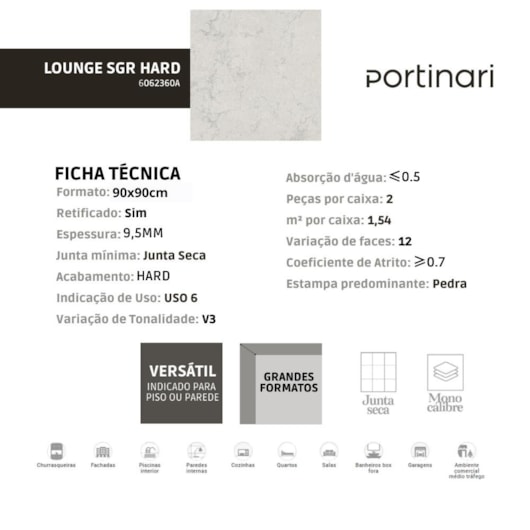 Porcelanato Portinari Lounge Sgr Hard  87,7x87,7cm Retificado - Imagem principal - f059ac72-1586-4beb-9fdc-1f9ffaf52b80