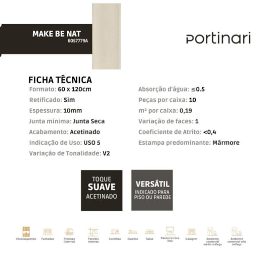 Porcelanato Portinari Make Be Natural Pei 4,82x40cm Bold - Imagem principal - de02683d-e642-4124-81d9-0d4818ca2920