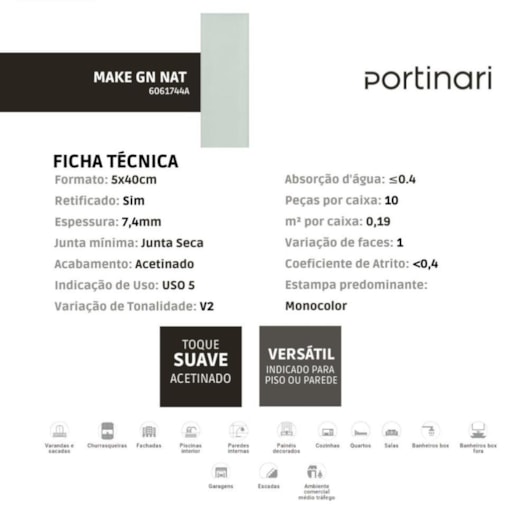 Porcelanato Portinari Make Green Natural 5x40cm Bold - Imagem principal - e0399293-82fc-4e05-91bd-2bd0e37aff91