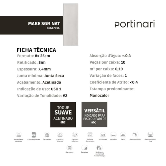 Porcelanato Portinari Make Sgr Natural 4,82x40cm Bold - Imagem principal - d1f887ce-8fd7-466e-8bd0-5af55ecd726a