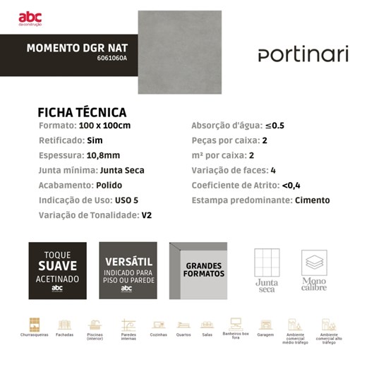 Porcelanato Portinari Momento Dgr Natural 100x100cm Retificado - Imagem principal - 5232d72f-fb8b-41c3-964e-f7f01745c435