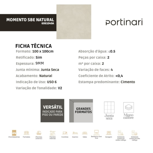 Porcelanato Portinari Momento Sbe Natural 100x100cm Retificado - Imagem principal - b26e8c0d-bd4f-424a-87d1-d24c8f48374c