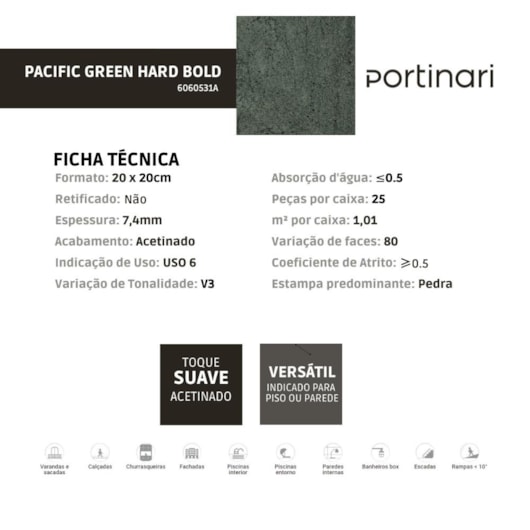 Porcelanato Portinari Pacific Green Hard 20,13x20,13cm Bold - Imagem principal - 0e93dd9d-171c-46a8-a5d2-a5f5746d9abb