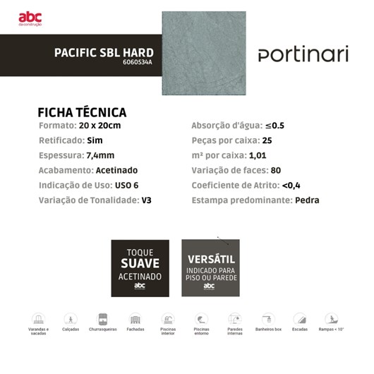 Porcelanato Portinari Pacific Sbl Externo A 20x20cm Bold - Imagem principal - cd2581c6-a6b0-4a01-9487-69057d8b71c5