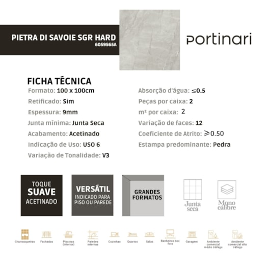 Porcelanato Portinari Pietra Di Savoie Sgr Hard Externo 100x100cm Retificado - Imagem principal - f23e8fde-2440-484f-adaa-29a52d57c536