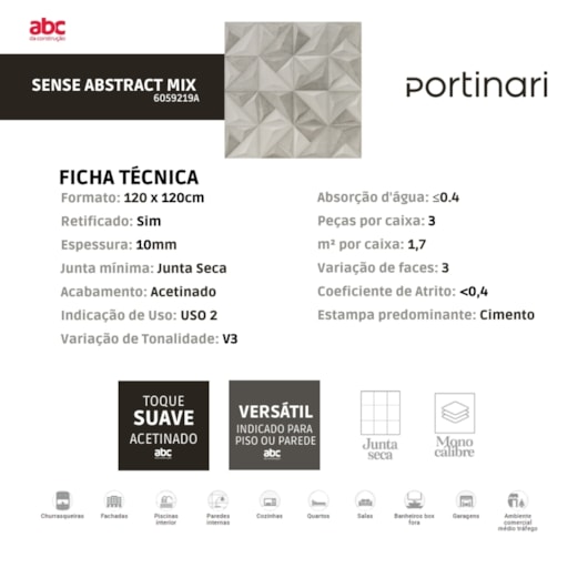 Porcelanato Portinari Sense Abstract Mix Matte 58,4x58,4cm Retificado - Imagem principal - 39f01bb7-ff5b-490b-9dc4-72279d19114c