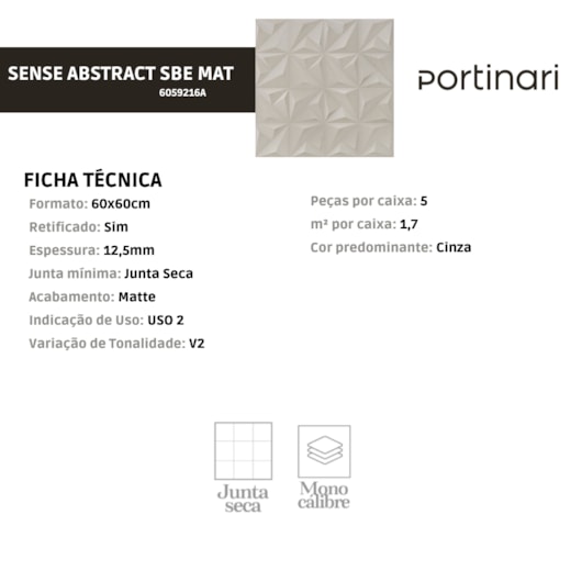 Porcelanato Portinari Sense Abstract Sbe Matte 58,4x58,4cm Retificado - Imagem principal - f29e7114-5d9e-4106-a1a0-8637961e5e24