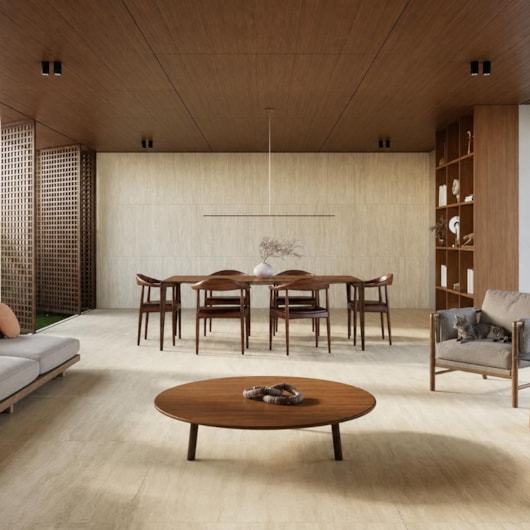 Porcelanato Portinari Travertino Navona Off White Natural 90x90cm Retificado - Imagem principal - 068970ef-2880-4ce2-b5c7-65d25838dd3e