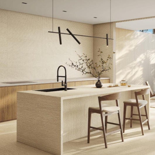 Porcelanato Portinari Travertino Vein Cut Decor Beige Matte 40x120cm Retificado - Imagem principal - 4c6a3dca-abfe-4ddc-b0fb-b0a3f519f116