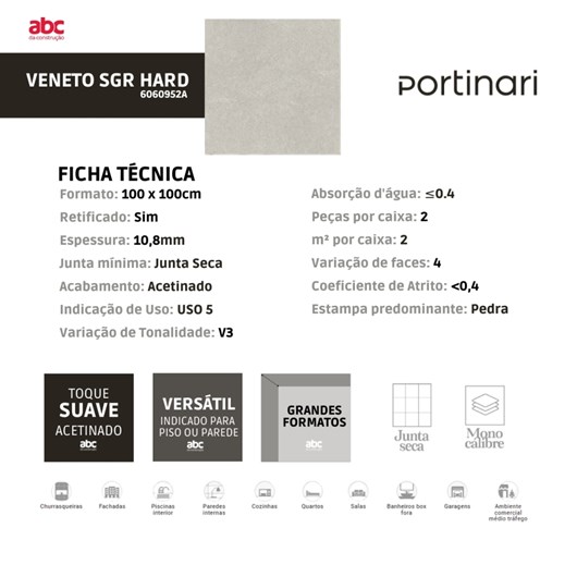 Porcelanato Portinari Veneto Sgr Hard Pei 4 100x100cm Retificado - Imagem principal - 42b8cf33-9de3-41ca-8eda-6246f9b4f96f