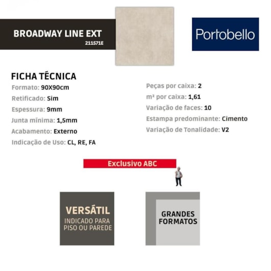 Porcelanato Portobello Broadway Lime Externo 90x90cm Retificado - Imagem principal - b47989ad-13de-42f5-81a9-260751329fd9