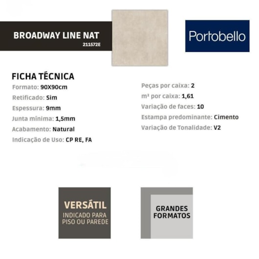 Porcelanato Portobello Broadway Lime Natural 90x90cm Retificado - Imagem principal - a7635232-8938-45e5-ae84-60ce8d6680f3