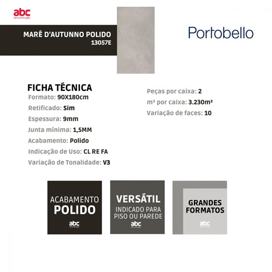 Porcelanato Portobello Maré DAutunno Polido 90x180cm Retificado - Imagem principal - 759fd4f6-82ae-4733-aaad-bf252a659810