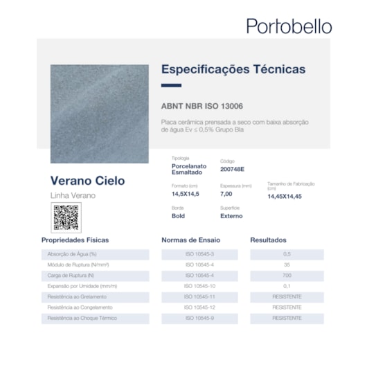 Porcelanato Portobello Verano Cielo Externo 14,5X14,5cm Bold - Imagem principal - a5ef2fa0-b2b6-409a-9a0c-51262f3e3826