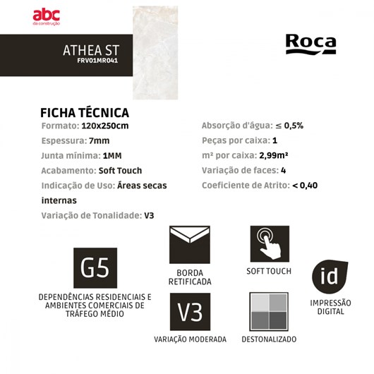 Porcelanato Retificado Athea Soft Touch Roca 120X250Cm - Imagem principal - b900b38b-443a-4e9d-b434-f2d0cefeb909