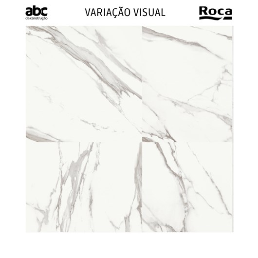 Porcelanato Roca Calacata Light Polido 120x120cm Mármore Retificado  - Imagem principal - 43d1d348-9c85-4d22-844a-0bf318417234