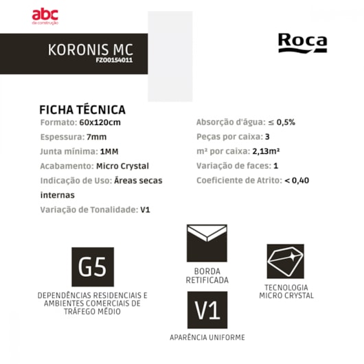 Porcelanato Roca Koronis White Polido 60x120cm Branco Retificado - Imagem principal - c0e1c580-6f9d-4585-a2a9-2bfac8e8e0ae