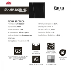 Porcelanato Roca Sahara Noir Polido 120x120cm Preto Retificado