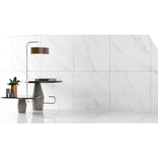 Porcelanato Villagres Bianco Carrara Polido 90,5x90,5cm Retificado - Imagem principal - e4f2d0a9-b8c8-4cb2-a3d4-b7c234d81235