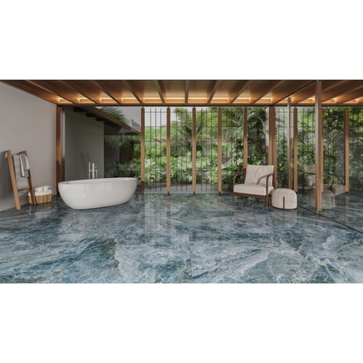 Porcelanato Villagres Blue Moon Polido 80,5x140cm Retificado   - Imagem principal - 3a08f39d-4b58-4a4a-8174-6d6ed1765b13