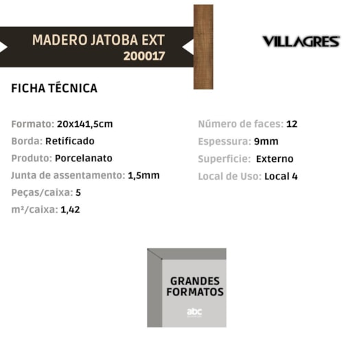 Porcelanato Villagres Madero Jatoba Externo 20x141,5cm Retificado - Imagem principal - 9f0ae503-f4b7-44d7-9c58-26c796304d0d
