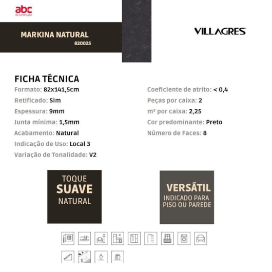 Porcelanato Villagres Markina Natural 82x141,5cm Retificado - Imagem principal - 630347a7-0152-4021-8f3a-1dffb5dfebec