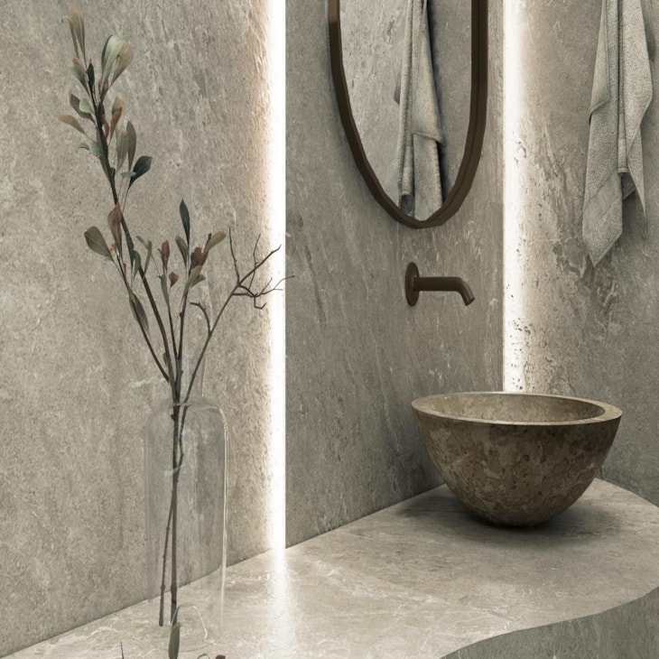 Porcelanato Villagres Pietra Di Merapi Grigio Natural 123x123cm Retificado
