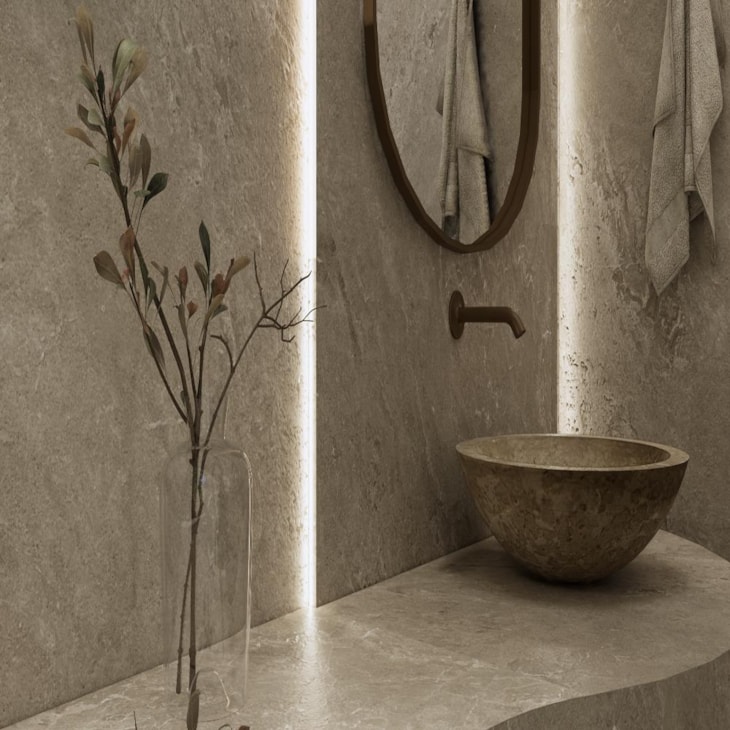 Porcelanato Villagres Pietra Di Merapi Sabbia Natural 123x123cm Retificado
