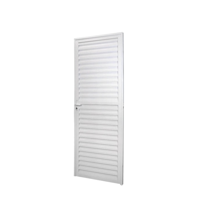 Porta De Alumínio Laminada Linha Sólida Direita Branco MGM 210x80cm