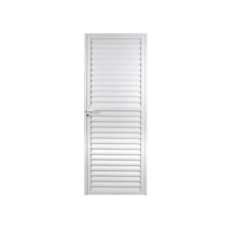 Porta De Alumínio Laminada Linha Sólida Direita Branco MGM 210x80cm