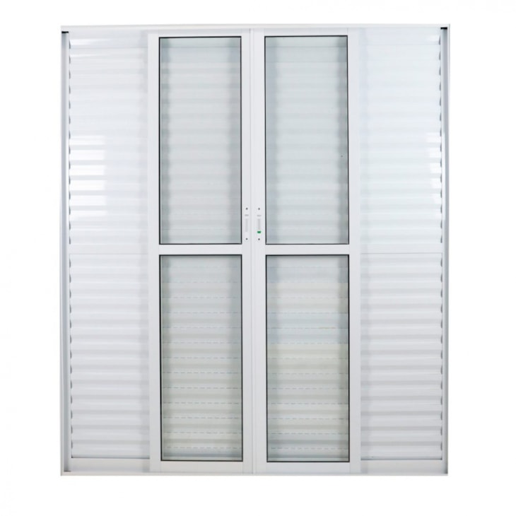 Porta De Correr 6 Folhas Vidro Liso Branco Mgm 210x180cm