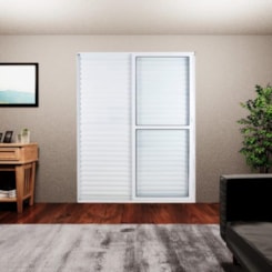 Porta De Correr Abertura Pela Direita 3 Folhas Sol Veneziana Branco MGM 210x120cm