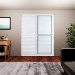 Porta De Correr Abertura Pela Esquerda 3 Folhas Sol Veneziana Branco MGM 210x120cm