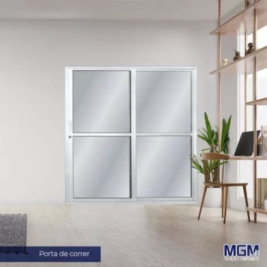 Porta De Correr Em Alumínio Branco 2 Folhas 1 Fixa com Vidro Liso MGM 210x140cm - Imagem principal - e724081a-9dd8-4a4a-9f1b-af74caaa8cb4