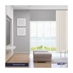 Porta De Correr Em Alumínio Branco 4 Folhas 2 Fixas Com Vidro Liso MGM 210x200cm