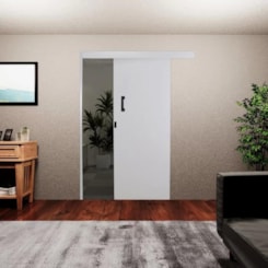 Porta De Correr Melamínica Sobrepor Abertura Pela Direita Branco MGM 215x70x6cm