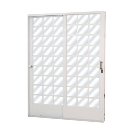 Porta De Correr Minas Sul Abertura Pela Esquerda 2 Folhas Divisor Quadriculado Vidro Liso Aço Branco MGM 215x16012cm - Imagem principal - f81c41ca-e19b-4457-9f7e-d7e9112e845a