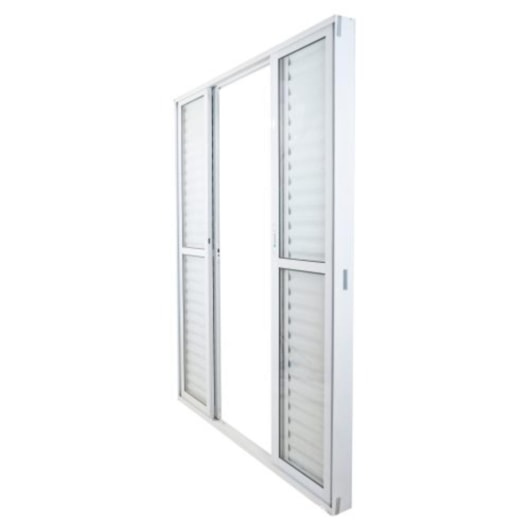 Porta De Correr Veneziana 6 Folhas Sólida Com Vidro Liso Branca MGM 210x160cm - Imagem principal - 1250013a-4f2c-4c4b-b4d5-d1303577d20c