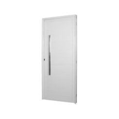 Porta De Giro De Alumínio Com Fechadura De Puxar Lambri Branco MGM 210x80cm