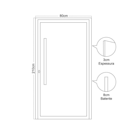 Porta De Giro De Alumínio Com Fechadura De Puxar Lambri Branco MGM 210x80cm - Imagem principal - 5281a154-4502-4981-ae03-adbc8286afdd